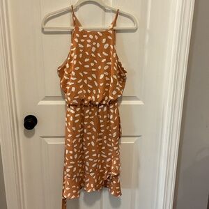 She + Sky Orange and White Patterned Dress